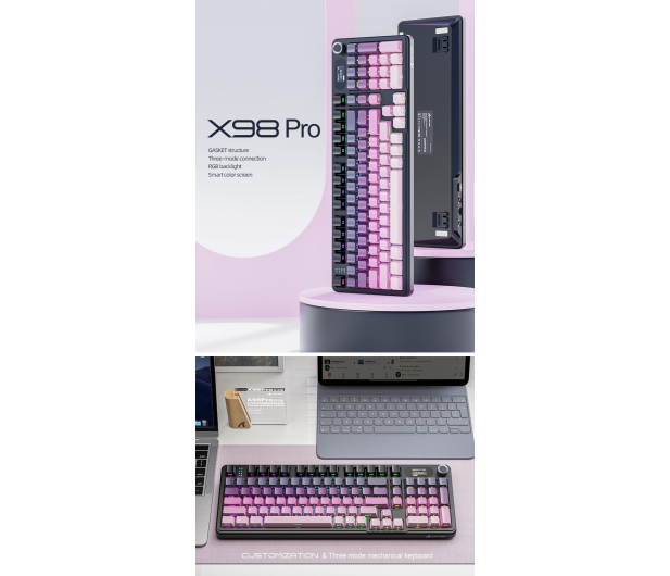 Attack Shark X98PRO Wireless Full-size layout różowa - 1472702 - zdjęcie 15